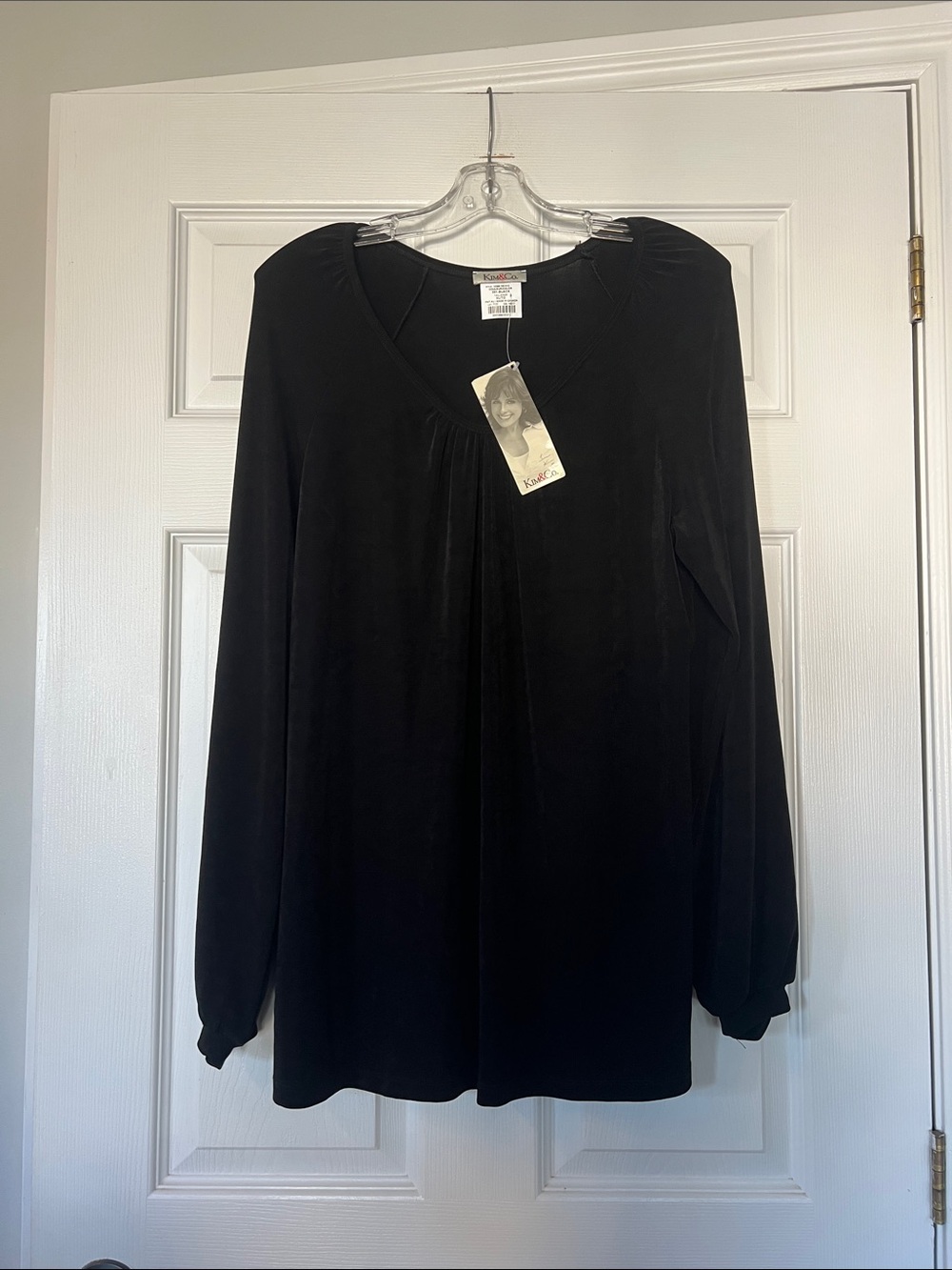 Kim & Co Black V-Neck Long Sleeve Blouse